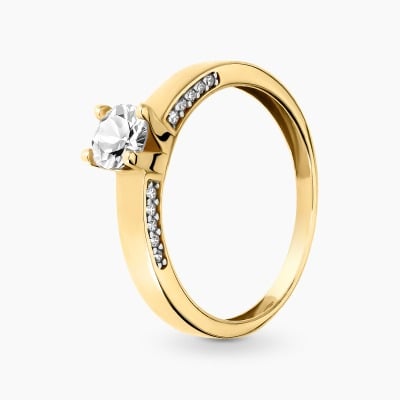 Pierścionek z żółtego złota 585 z cyrkoniami 2,09 g