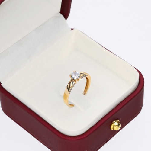 Pierścionek z żółtego złota 585 z cyrkoniami 2,09 g