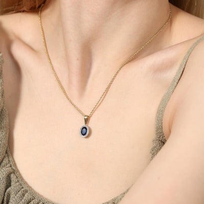 Zawieszka z dwukolorowego złota z szafirem 1,52 ct i... 2