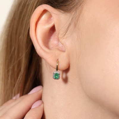 Kolczyki dwukolorowe złoto 585 ze szmaragdami 0,38 ct  i... 2