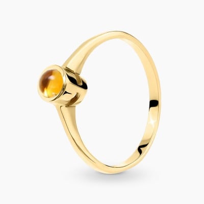 Pierścionek z żółtego złota 585 z cytrynem 0,29 ct