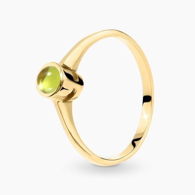 Pierścionek z żółtego złota 585 z oliwinem 0,34 ct