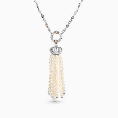 Naszyjnik z białego złota 750 z perłami hodowanymi i...