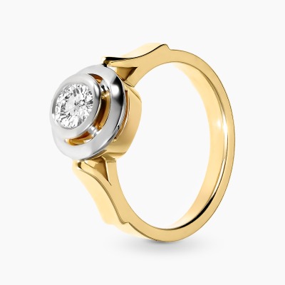 Pierścionek klasyczny z żółtego i białego złota 585 z...