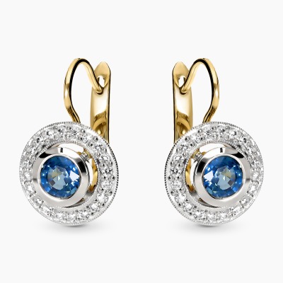 Kolczyki z białego i żółtego złota 585 z brylantami 0,38...