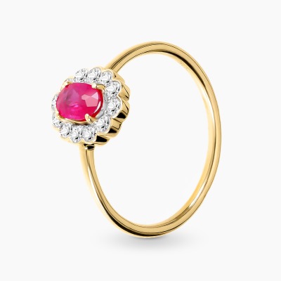 Pierścionek z żółtego i białego 585 z owalnym rubinem...