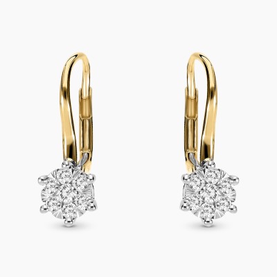 Kolczyki z żółtego i białego złota 585 z brylantami 0,39...