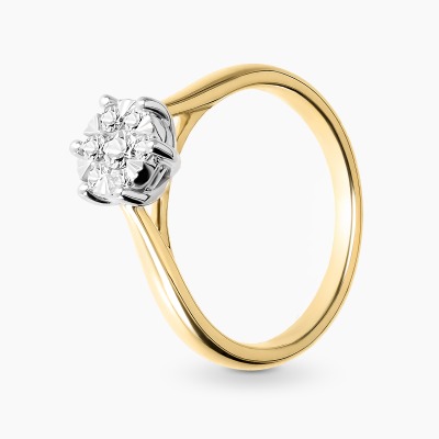 Pierścionek z żółtego i białego złota 585 z brylantami...