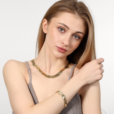 Bransoletka z żółtego złota 585 szeroka z cyrkoniami dł.... 2