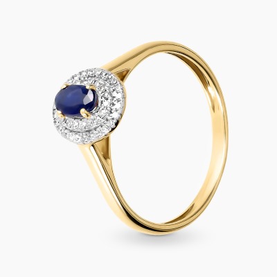 Pierścionek z dwukolorowego złota 585 z diamentami 0,11...