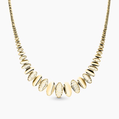 Naszyjnik kolia żółte złoto 585 owalne ażurowe i gładkie...