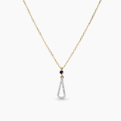 Naszyjnik dwukolorowe złoto 585 zawieszka z szafirem i...