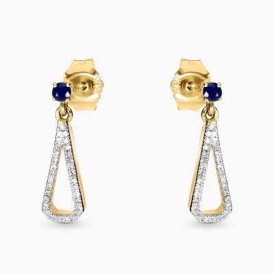 Kolczyki dwukolorowe złoto 585 z diamentami i szafirami...