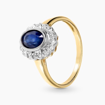 Pierścionek z dwukolorowego złota 585 z brylantami 0,23...