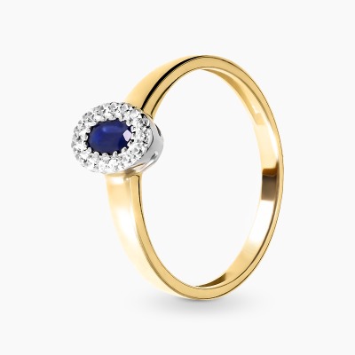 Pierścionek z dwukolorowego złota 585 z cyrkoniami i...