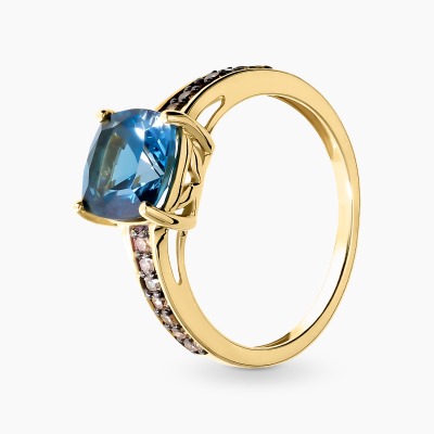 Pierścionek żółte złoto 585 z szampańskimi diamentami i...