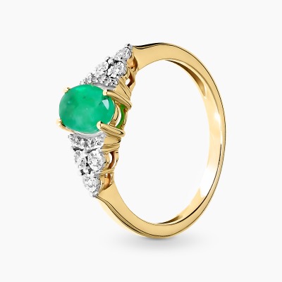 Pierścionek z białego i żółtego złota 585 z diamentami i...