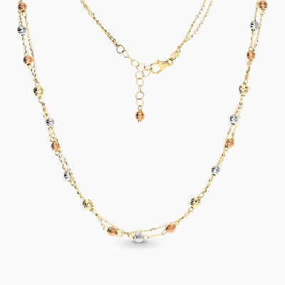 Naszyjnik kulki żółtego, białego i różowego złota 585 dł....