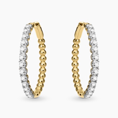 Kolczyki koła z żółtego i białego złota 585 z diamentami...