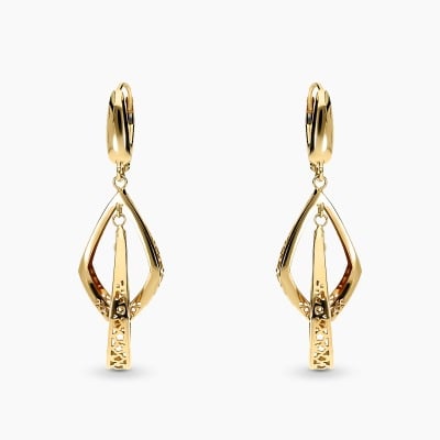 Kolczyki wiszące z żółtego złota 585 ażurowe romby 4,12 g