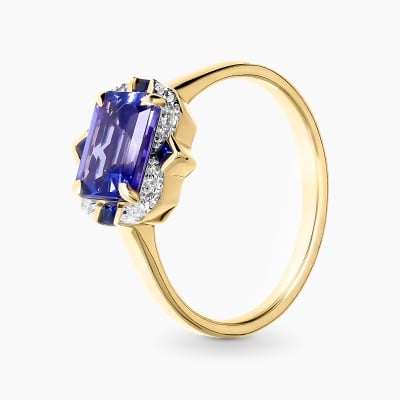 Pierścionek z dwukolorowego złota 585 z diamentami,...