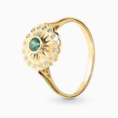 Pierścionek z żółtego złota 585 aleksandrytem 0,25 ct i...