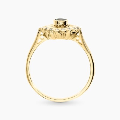 Pierścionek z żółtego złota 585 aleksandrytem 0,25 ct i... 2