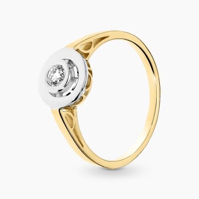 Pierścionek zaręczynowy dwukolorowe złoto 585 z brylantem...