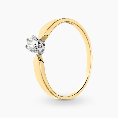 Pierścionek zaręczynowy dwukolorowe złoto 585 z brylantem...