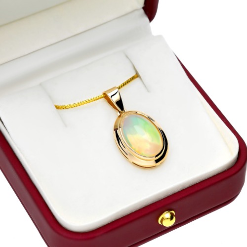 Zawieszka żółte złoto 585 z owalnym opalem 5,99 ct