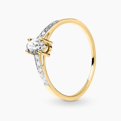 Pierścionek zaręczynowy dwukolorowe złoto 585 z owalnym...