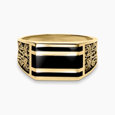 Sygnet z żółtego złota 585 z onyksem 8,98 g 2