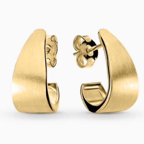 Kolczyki z żółtego złota 585 satynowe, na sztyft