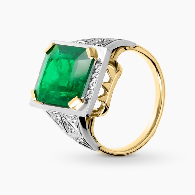 Pierścionek z żółtego i białego złota 585 z brylantami...