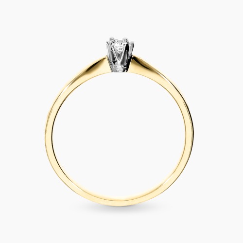 Pierścionek dwukolorowe złoto 585 z brylantem 0,07 ct,  1,30 g