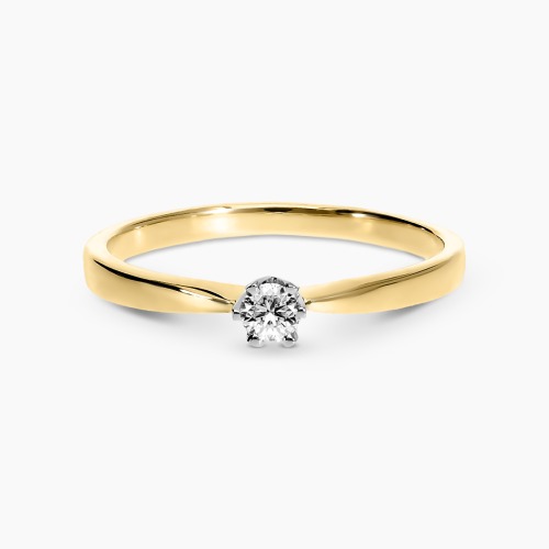 Pierścionek dwukolorowe złoto 585 z brylantem 0,07 ct,  1,30 g