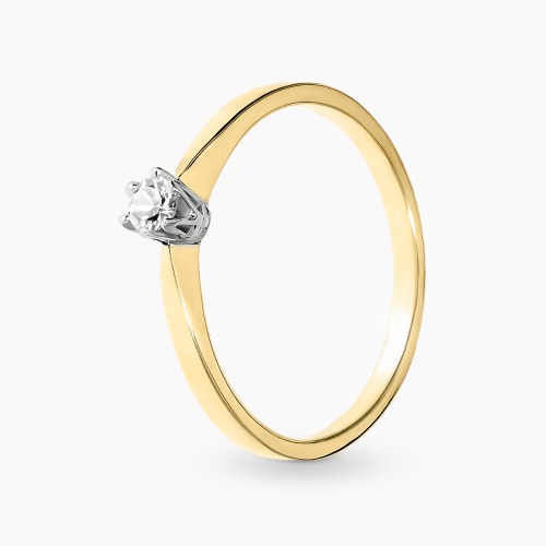 Pierścionek dwukolorowe złoto 585 z brylantem 0,07 ct,  1,30 g