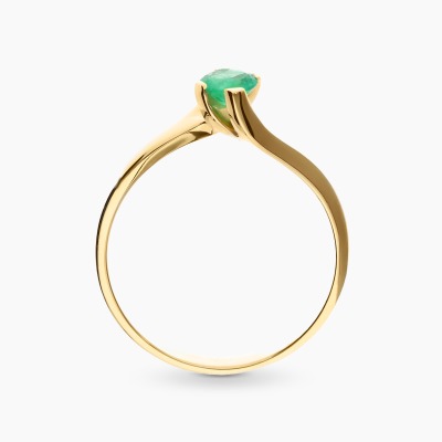 Pierścionek z żółtego złota 585 z okrągłym szmaragdem... 2