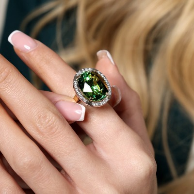 Pierścionek dwukolorowe złoto 585 z brylantami 0,48 ct i... 2