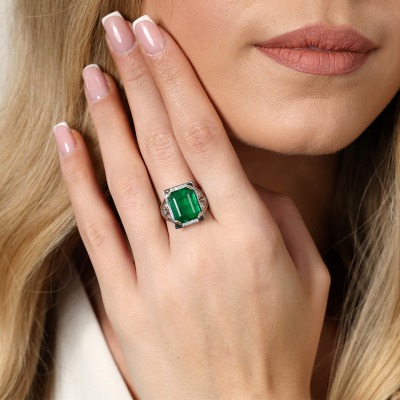 Pierścionek z żółtego i białego złota 585 z brylantami... 2