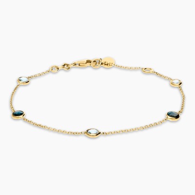 Bransoletka z żółtego złota 585 z naturalnymi topazami...