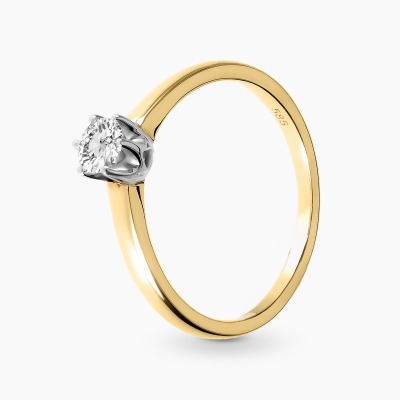 Pierścionek z żółtego i białego złota 585 z brylantem...