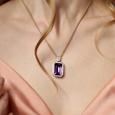 Zawieszka z dwukolorowego złota 585 z okazałym ametystem... 2