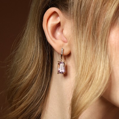 Kolczyki wiszące z żółtego i białego złota 585 z... 2