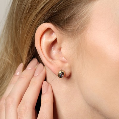 Kolczyki żółte złoto 585 Portofino z topazem london blue... 2