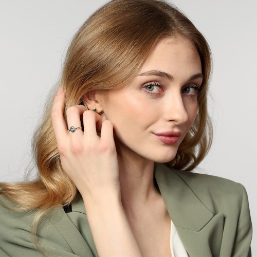 Pierścionek Portofino z dwukolorowego złota 585 z topazem 0,59 ct  1,82 g