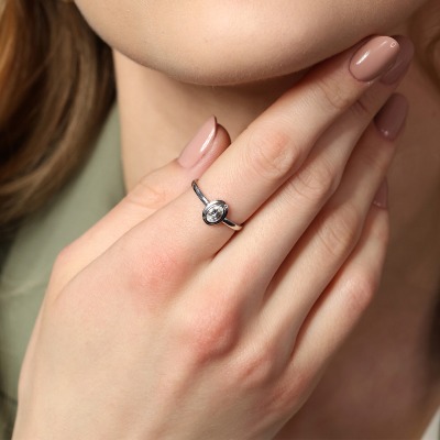 Pierścionek zaręczynowy Portofino z białego złota 585 z... 2