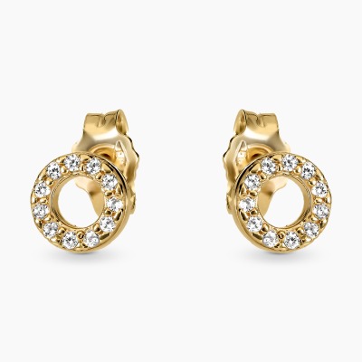 Kolczyki okrągłe z żółtego złota 585 z cyrkoniami  1,07 g
