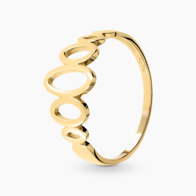 Pierścionek z żółtego złota 585 owalne elementy