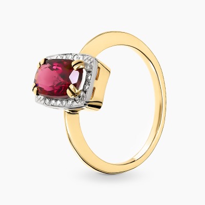 Pierścionek żółte i białe złoto 585 z turmalinem 2,0 ct i...